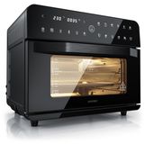 Arendo Mini-oven PORTODO, 25 Liter, 1800 W, Multifunktionsofen und Heißluftfritteuse, 12 Programme, Dörrfunktion, Temperaturregelung von 38 bis 230 °C, Timer bis 12 Stunden, Sichtfenster, BPA-frei, Schwarz