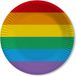 Merkloos / Sans marque Regenboog thema feestbordjes - D23 cm - 50x stuks - Papieren wegwerp servies - Tafel versiering