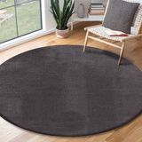 the carpet RELAX – Extra Zacht & Wasbaar Vloerkleed tot 30°C met Antislip Onderzijde – Fluweelachtige Structuur – Voor Slaapkamer of Woonkamer – Antraciet, rond 160 cm