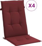 vidaXL Stoelkussens 2 stuks Hoge rug 120x50x4 cm Stof Gemêleerd Wijnrood