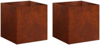 vidaXL Plantenbak 2 st Roestkleurig 45 x 45 x 45 cm weervast staal