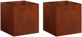 vidaXL Plantenbak 2 st Roestkleurig 45 x 45 x 45 cm weervast staal