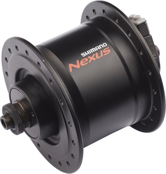 Shimano Nexus DH-C3000-3N naaf 3 Watt voor velgrem/snelspanner zwart Uitvoering 32-gaats