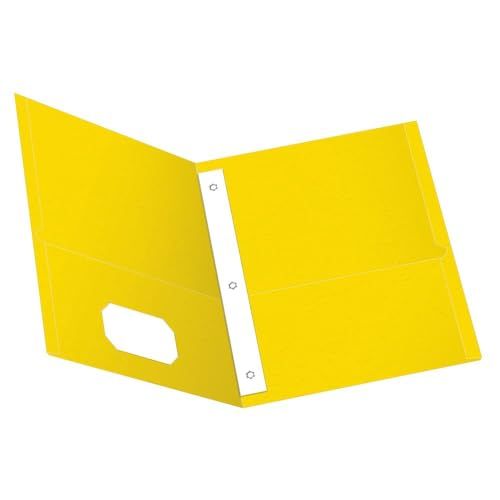 Oxford Tweezakmappen met bevestigingsmiddelen - geel - briefformaat - 25 per doos (57709)