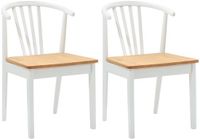 vidaXL Eetkamerstoel 2 stuks Massief Rubberhout Wit en Naturel