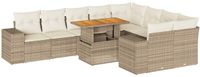 vidaXL 10-delige Loungeset met kussens, poly rattan acacia, beige