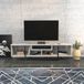 Hanah Home Stijlvolle tv-standaard, zwart & wit, 150 cm x 35,2 cm x 40 cm, 100% melamine gecoat verdeelbord, 18 mm dik, modern design voor woonkamer en entertainmentruimtes