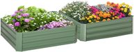 Outsunny Tuinbeddenset - Staal - 100x100x30cm - Groen