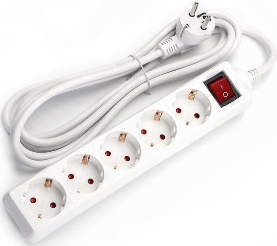 BES LED Stekkerdoos met Schakelaar - 5 Stopcontacten - 1.5 Meter - Wit