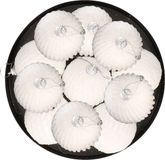 Krist+ Gedecoreerde Kerstballen - 12x stuks - Wit Relief - Kunststof - 6 cm
