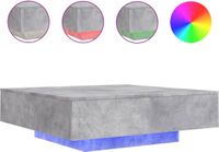 vidaXL Salontafel met ledlampen, betongrijs, 100 x 100 x 31 cm