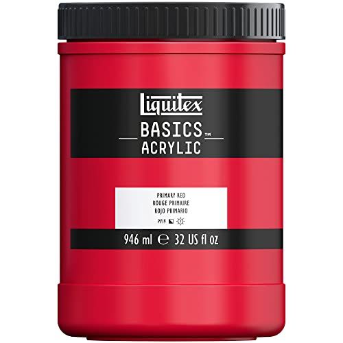 Liquitex 8870363 Basics Enkelvoudig Pigmenteerde Acrylverf, Kunstenaarspigmenten, Lichtecht, Medium Viscositeit, Goede Kwaliteit, Satijn Finish - 946ml Pot, Primary Red