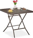 Merkloos inklapbare tuintafel - houtlook - 74x78x78 cm - kunststof - staal - weerbestendig - bruin