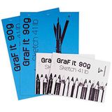 Clairefontaine 96621AMZC – 4 blokken met afdrukken, grafiet it 80 vel, effen wit 90 g (2 blokken 21 x 29,7 cm en 2 blokken 14,8 x 21 cm), kaartendeksel, verschillende kleuren