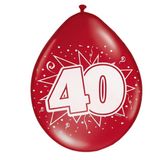 Merkloos / Sans marque Folat Bv Feest ballonnen 40 jaar - 16 stuks - Rood
