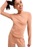 Roxy Rise&vibe Rib Crossed Top Met Lange Mouwen Oranje XS Vrouw