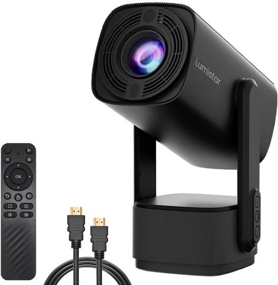 Lumistar® Ultra Mini Beamer - Alles-in-één Smart TV Projector - 2025 model - Android 11.0 - WiFi 6 & Bluetooth 5.2 - 4k Ondersteuning - Zwart