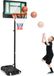 COSTWAY Basketballstandaard, hauteur réglable de 90 à 158-210 cm, panier de basket-ball résistant aux intempéries avec support et 2 roues, adapté aux enfants et aux jeunes