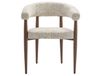 Fauteuil en tissu moucheté pieds en métal effet bois beige
