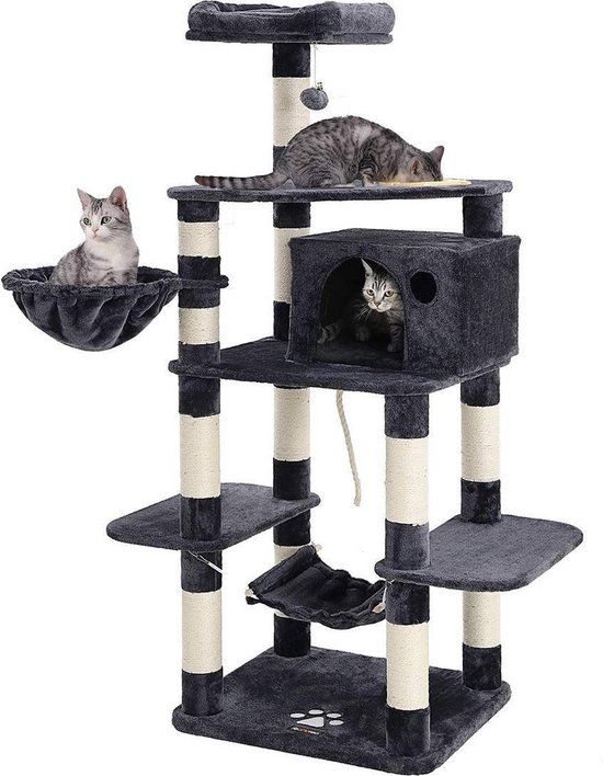 XXL Kattenhuis - Huis voor Katten - 154 cm - Zwart/Grijs