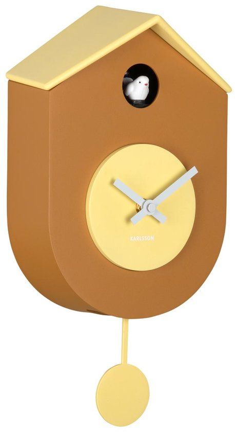 Karlsson Wandklok Grato Cuckoo - Donkergeel - 9.2x17.5x33.2cm - Wandklok Scandinavisch