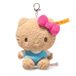 Steiff Hello Kitty hanger 10 cm, pluche sleutelhanger met karabijnhaak, Hello Kitty met jurk blauw-wit, tashanger & cadeau-idee, machinewasbaar
