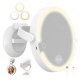 SURFOU Miroir grossissant avec ventouse, 20x, avec éclairage, 3 modes de couleur et dimmable, miroir de 20 cm avec éclairage, miroir de maquillage pour salle de bain, maquillage