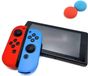 Gadgetpoint - Hoesjes & Skins + Thumb Grips voor Nintendo Switch 1 - Performance Gaming Case - Soft Grip Covers - Anti-Slip Joy-Con Controller Accessoires - Rood/Lichtblauw + Blauw/Rood Thumbs Ribbel