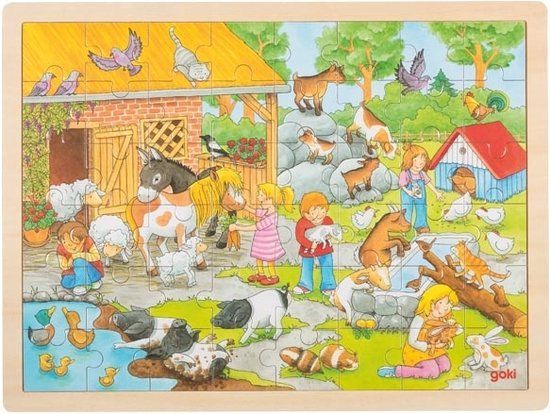 Goki Houten Legpuzzel Kinderboerderij - 48 Stukjes - Vanaf 3 Jaar
