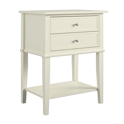Ameriwood Franklin 2-Door Storage Cabinet and Desk Accent Table - White