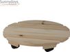 Sunnydays Plantenpot trolley - hout - naturel - rond - 30 x 30 cm