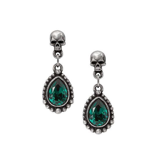 Alchemy - Lost Jewels of Paris Oorhangers - Zilverkleurig - Groen Kristal