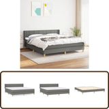 vidaXL Boxspring met matras stof donkergrijs 160x200 cm