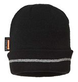 Portwest B023 Gebreide Muts met Reflecterende Trim Insulatex Gevoerd, Normaal, Eén Maat, Zwart