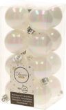 Decoris Kaemingk B.V. 32x stuks kunststof kerstballen mix van parelmoer wit en donkerrood 4 cm