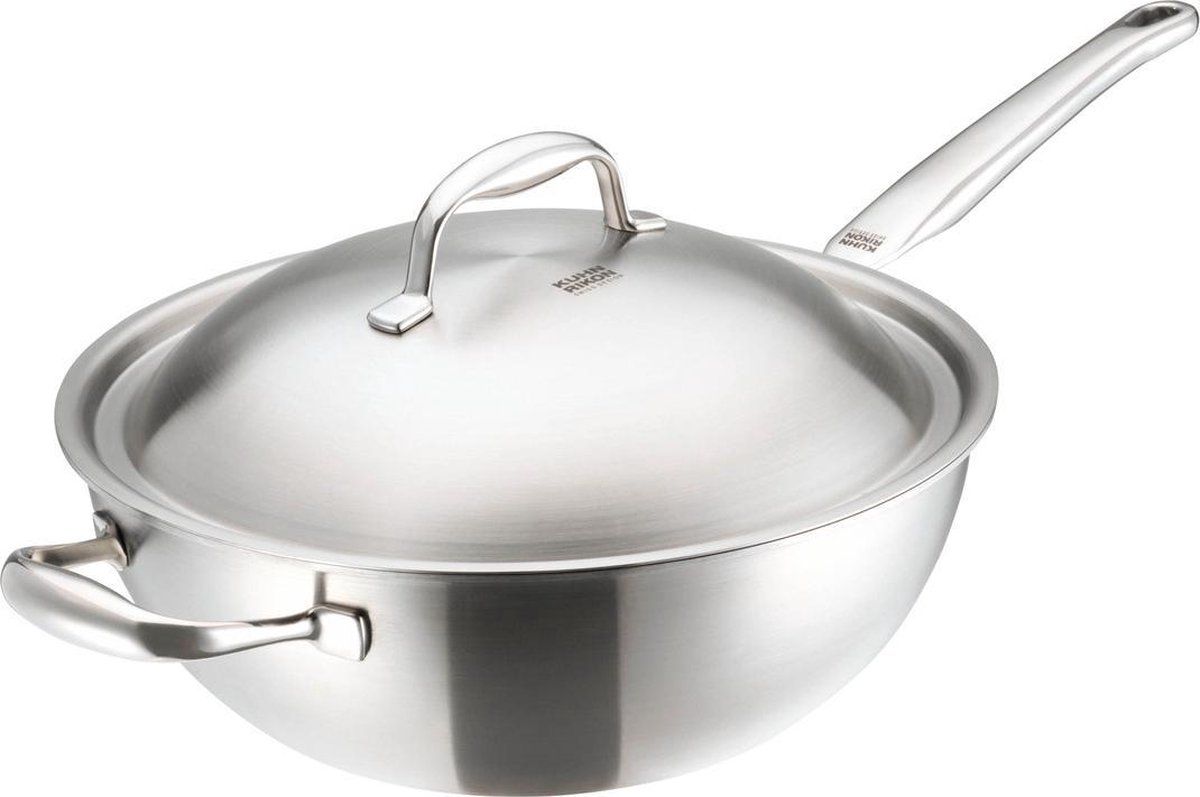 Kuhn Rikon Tri-Ply RVS Steelwok 28 cm Met RVS Deksel