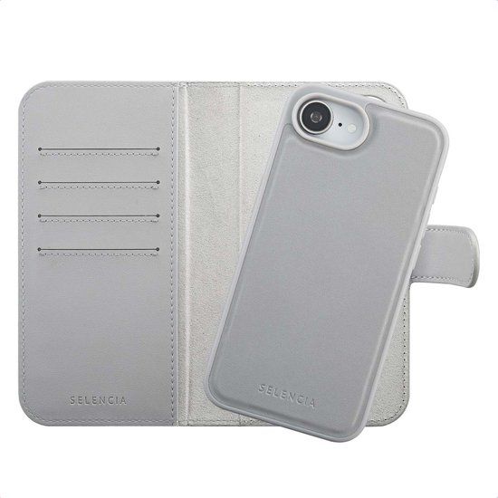 Selencia Olyn Uitneembare Bookcase met MagSafe voor de Apple iPhone 17e / 16e - Grijs