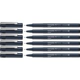 Schneider Pictus Fineliner (lijndikte 0,7 mm, onuitwisbare pigmentliner, metalen punt, behuizing van 85% gerecycled kunststof) verpakking van 6 stuks, zwart