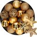 Decoris Kerstballen - 16 ST - 6 cm - incl. 6x st sterren ornamenten - goud kunststof