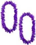 Merkloos Hawaii krans - 2x - paars - stof - 1 meter