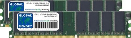 GLOBAL MEMORY 1GB (2 x 512MB) DDR 400MHz PC3200 184-PIN DIMM GEHEUGEN RAM KIT VOOR PC-DESKTOPS/MOEDERBORDEN