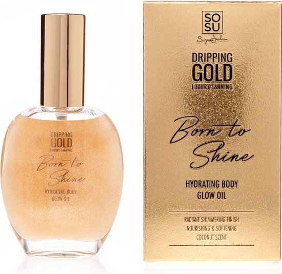 SOSU Dripping Gold Born to Shine Hydrating Body Glow Oil Gold Shimmer