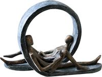 Gilde handwerk Beeld sculptuur decoratie - Geluk is tijd met elkaar - Samen lezen in een cirkel - Time Out - polyresin - Bronskleur