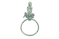 Hampton Nautical Antiek bronzen gietijzeren zeemeermin handdoekhouder 8,5 inch