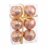 BigBuy Christmas Kerstballen Roze Plastic Spiraal 8 x 8 x 8 cm (6 Stuks)