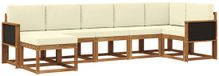 vidaXL - Hoek loungeset - 7 zitplekken - Polyester - Naturel et crème