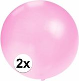 Merkloos / Sans marque Partyxplosion B.V. Grote ballonnen 60 cm - 2x - baby roze - Meisjes geboorte/geboren feestartikelen/versiering