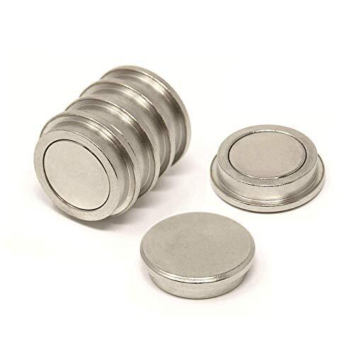 first4magnets N42 Neodymium Top Hat Pot Magneet voor Kantoor, Koelkast, Whiteboard, Koelkast en DIY - 30 mm dia x 8 mm dik - 22 kg Pull - Pack van 6