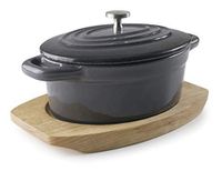 PAN LACOR Magma Netwerk/Grey Ovale steelpan + deksel grijs kleurverloop