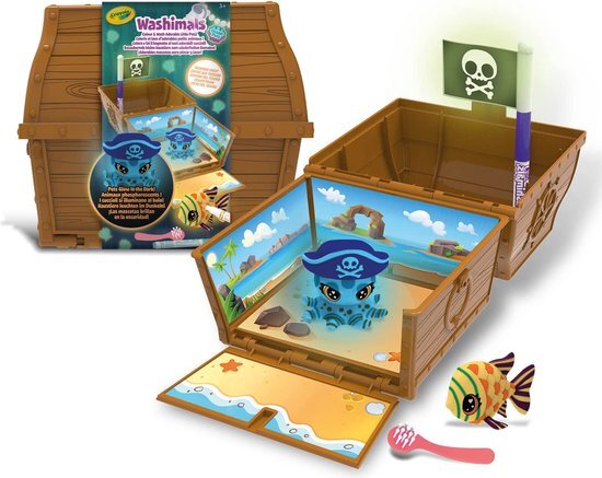 crayola - Washimals Ocean Glow Pets - Schatkist Set, om te kleuren en dieren in bad te doen, spel en cadeau voor kinderen, vanaf 3 jaar